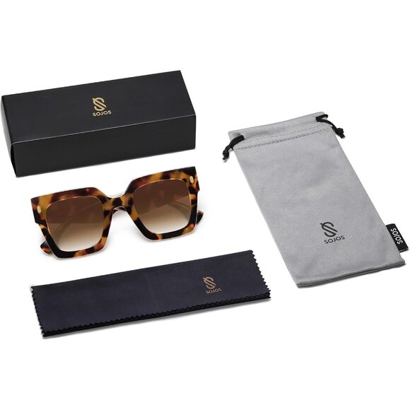 Women's Orange Luxury Large Vintage Oversized Square Eyes Protecting Sunglasses - Picture 6 of 7